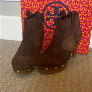 Tory Burch Brown Suede Ankle Boots